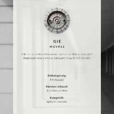 Poster met een elegante kolom, een engel en moderne architectuur