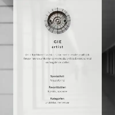 Poster met een elegante kolom, een engel en moderne architectuur