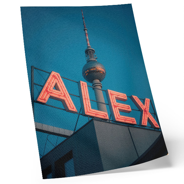 Decoratieve poster Neontoren in de stad, contrast met de avondlucht