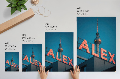 Decoratieve poster Neontoren in de stad, contrast met de avondlucht