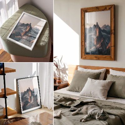 Decoratieve poster Bergen in het licht van de zonsondergang, pastelkleuren