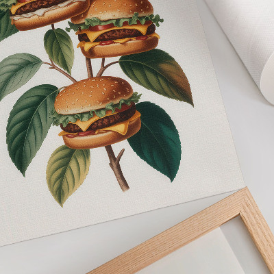 Wandposter Hamburgers die groeien aan de takken van een groene boom