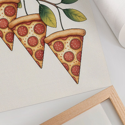Poster Pizzapunten op een boomtak in vrolijke kleuren.