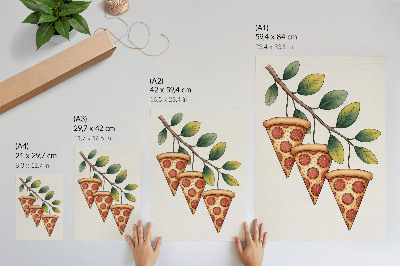 Poster Pizzapunten op een boomtak in vrolijke kleuren.