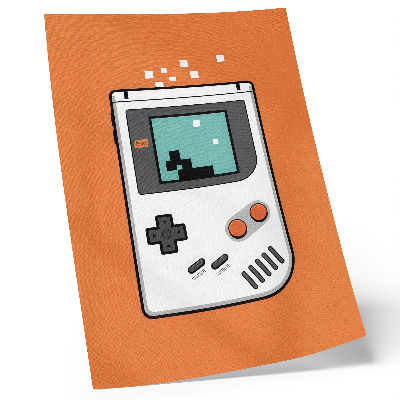 Decoratieve poster Retro console pixelscherm oranje achtergrond