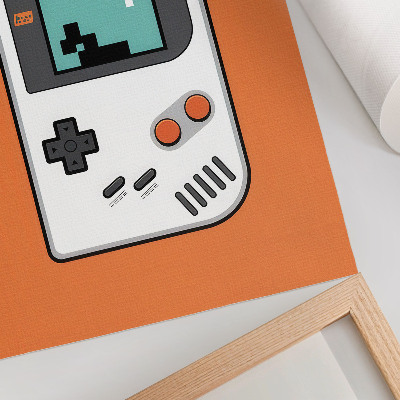 Decoratieve poster Retro console pixelscherm oranje achtergrond