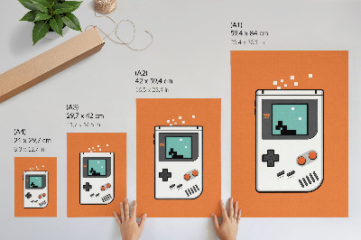 Decoratieve poster Retro console pixelscherm oranje achtergrond