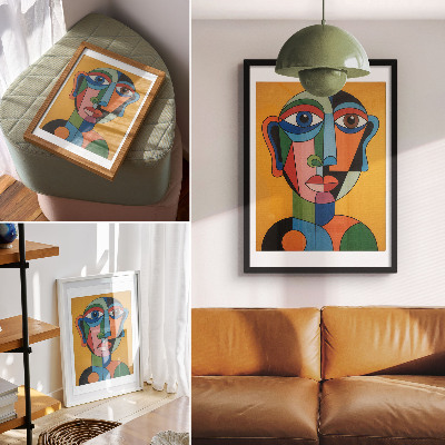 Decoratieve poster Geometrisch portret in levendige kleuren, moderne stijl