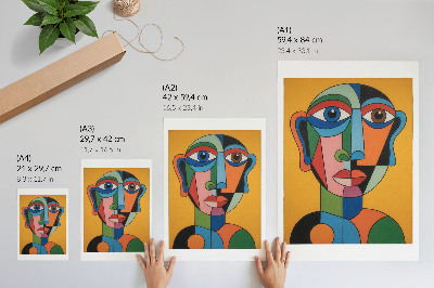 Decoratieve poster Geometrisch portret in levendige kleuren, moderne stijl