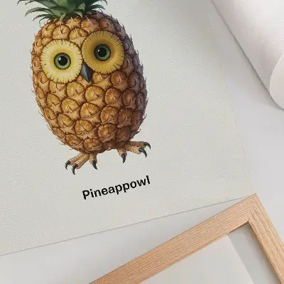 Poster met een fantasierijke combinatie van ananas en uil