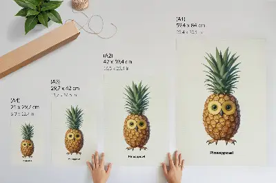 Poster met een fantasierijke combinatie van ananas en uil