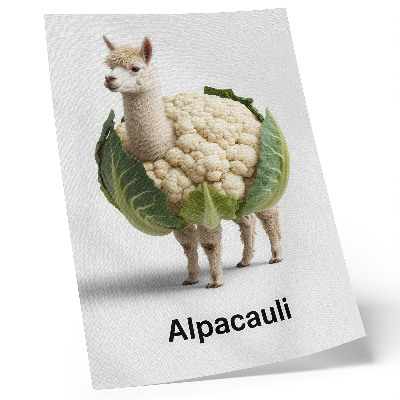 Decoratieve poster Een ongebruikelijke combinatie van alpaca en bloemkool
