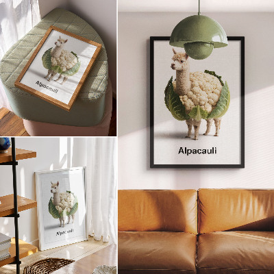 Decoratieve poster Een ongebruikelijke combinatie van alpaca en bloemkool