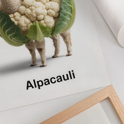 Decoratieve poster Een ongebruikelijke combinatie van alpaca en bloemkool