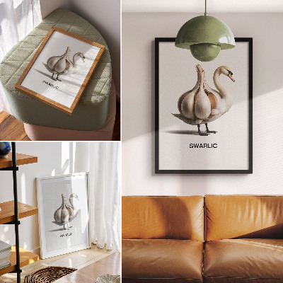 Wandposter Zwaan gecombineerd met knoflooksurrealisme