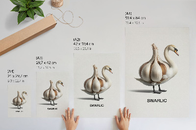 Wandposter Zwaan gecombineerd met knoflooksurrealisme