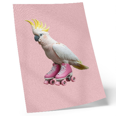 Poster Een papegaai op rolschaatsen, pastelkleuren, moderniteit