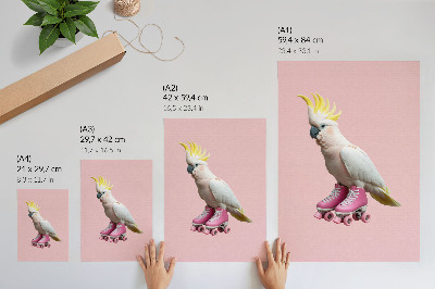 Poster Een papegaai op rolschaatsen, pastelkleuren, moderniteit