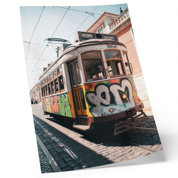 Decoratieve poster Tramgraffiti stedelijke straatarchitectuur