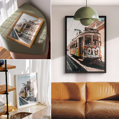 Decoratieve poster Tramgraffiti stedelijke straatarchitectuur