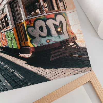 Decoratieve poster Tramgraffiti stedelijke straatarchitectuur