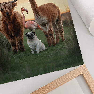 Wandposter Dieren tegen de achtergrond van een zonsondergang, de harmonie van de natuur.