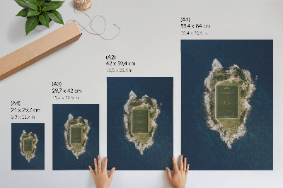 Wandposter Een kampeerplek op een eiland omgeven door een turquoise zee.