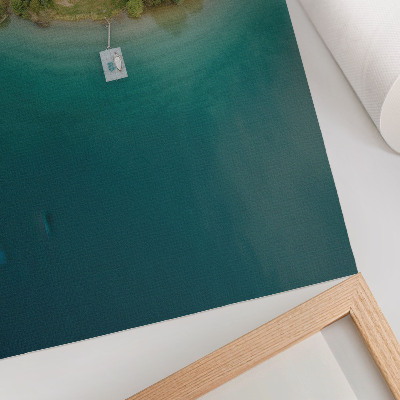 Decoratieve poster Bosmeer brug groen blauw klimaat