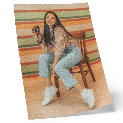 Wandposter met retro-inspiratie, positieve vibes en horizontale strepen