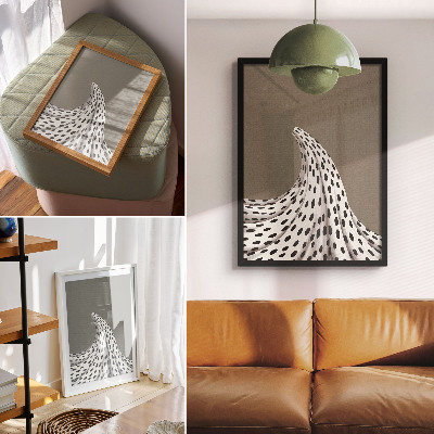 Poster Minimalistisch patroon met zwarte stippen op een beige achtergrond.
