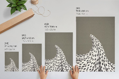 Poster Minimalistisch patroon met zwarte stippen op een beige achtergrond.