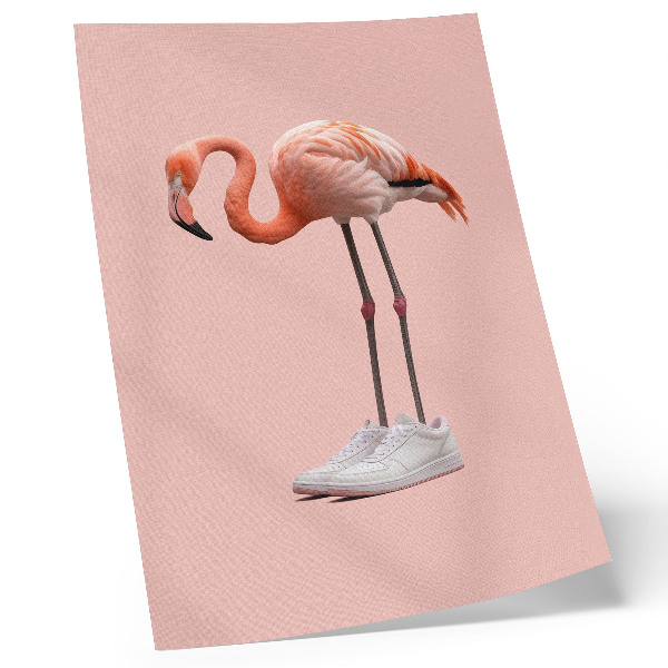 Decoratieve poster Flamingo roze sportschoenen met roze achtergrond