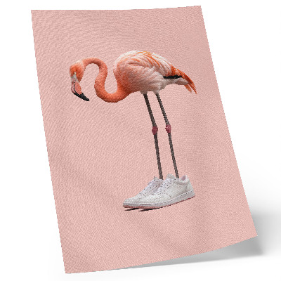 Decoratieve poster Flamingo roze sportschoenen met roze achtergrond