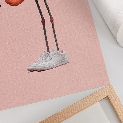 Decoratieve poster Flamingo roze sportschoenen met roze achtergrond