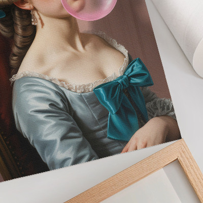Decoratieve poster Portret van een vrouw met kauwgom, in retrostijl.