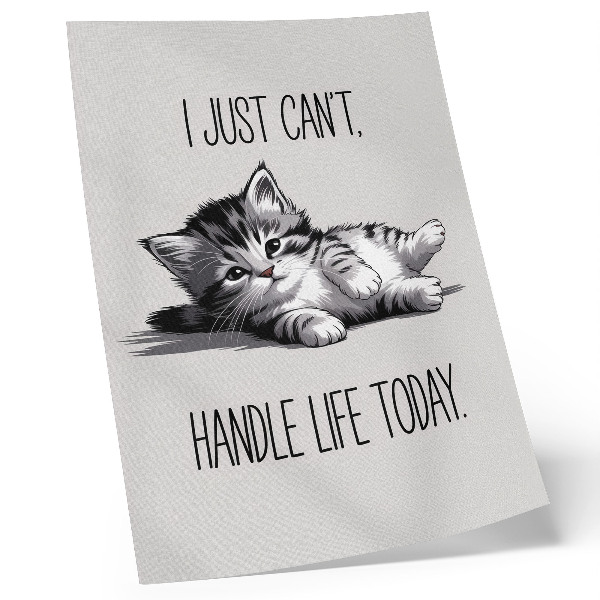 Poster Een kitten op een grijze achtergrond in een minimalistische stijl.