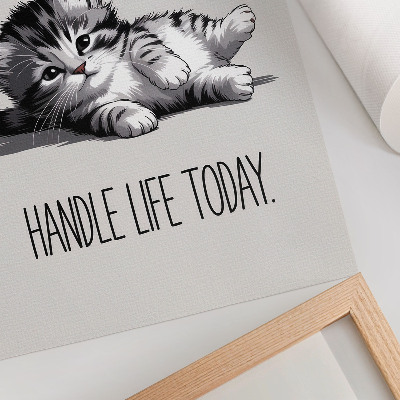 Poster Een kitten op een grijze achtergrond in een minimalistische stijl.