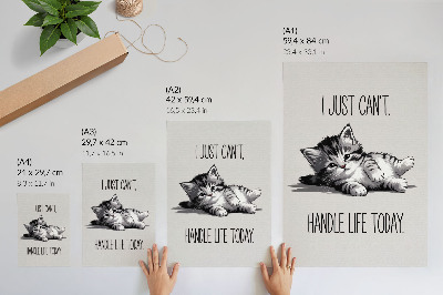 Poster Een kitten op een grijze achtergrond in een minimalistische stijl.