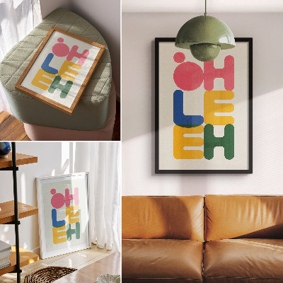 Decoratieve poster Geometrische letters in levendige kleuren
