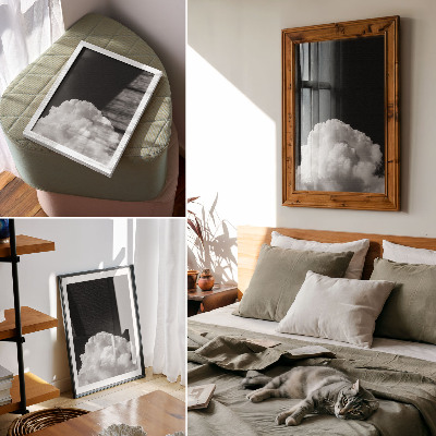 Wandposter Wolken op een zwarte achtergrond zonder overbodige details.