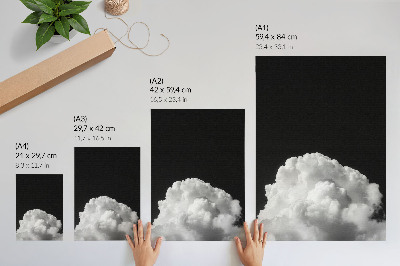 Wandposter Wolken op een zwarte achtergrond zonder overbodige details.