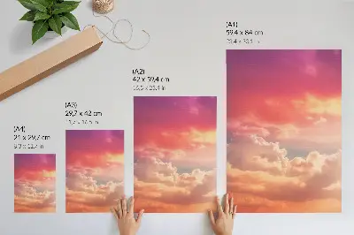 Poster met pastelkleurige wolken bij een vredige zonsondergang