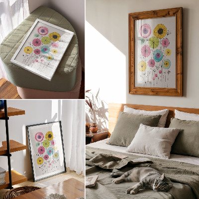 Wandposter Kleurrijke bloemen in moderne stijl, vrolijkheid