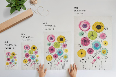 Wandposter Kleurrijke bloemen in moderne stijl, vrolijkheid