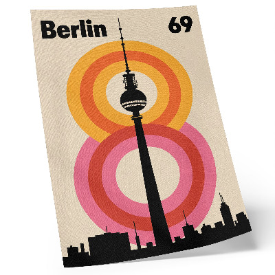 Decoratieve poster Toren met retro-sfeer, cirkelvormige kleurrijke ringen