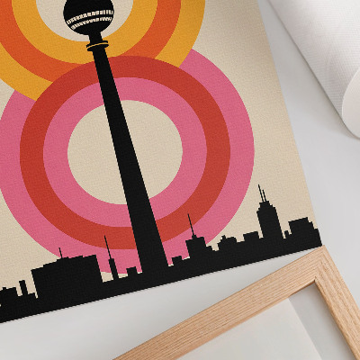 Decoratieve poster Toren met retro-sfeer, cirkelvormige kleurrijke ringen