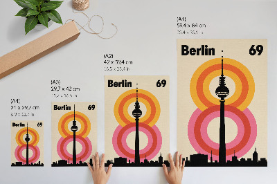 Decoratieve poster Toren met retro-sfeer, cirkelvormige kleurrijke ringen