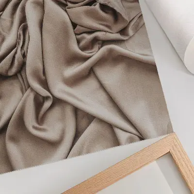 Decoratieve poster beige stof met delicate plooien voor een gezellige sfeer