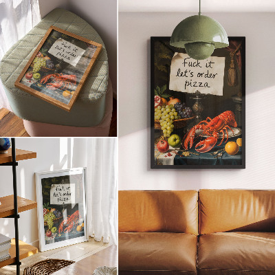 Poster Eclectische kleuren, humoristische kreefteninscriptie