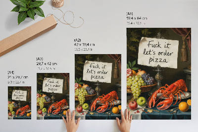 Poster Eclectische kleuren, humoristische kreefteninscriptie